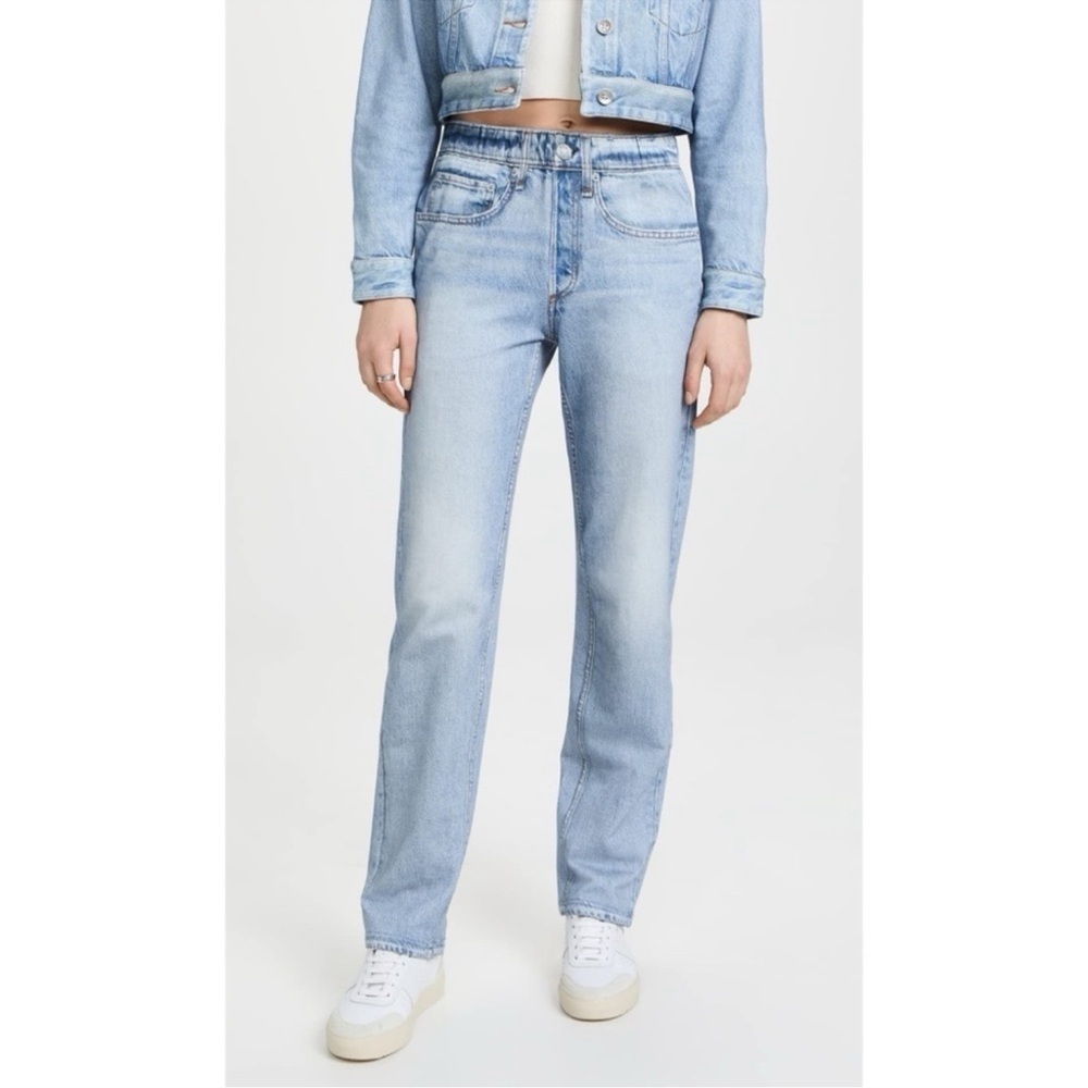 Rag & Bone Miramar Straight-Leg Sweatpant Jeans Light Wash Blue Small